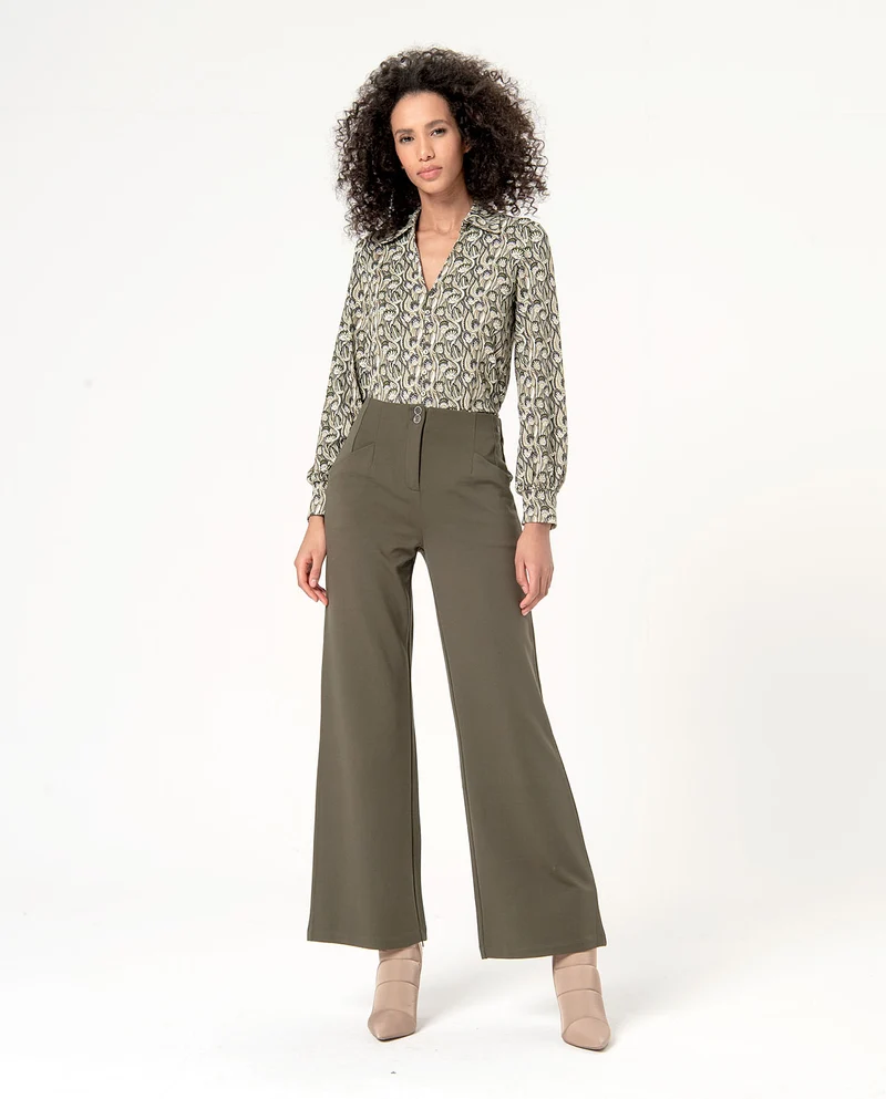 Surkana straight trousers high waisted khaki