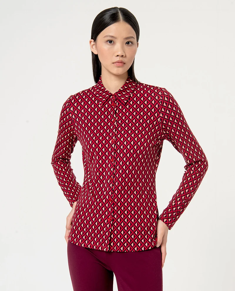 Surkana fitted shirt long sleeves red