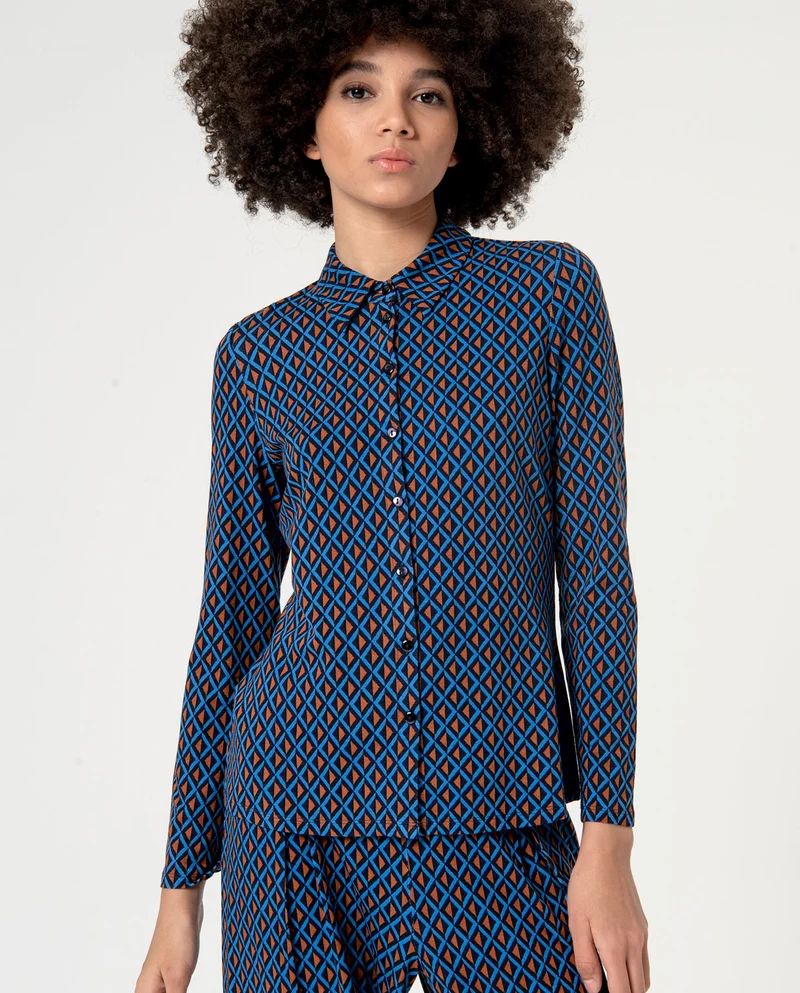 Surkana fitted shirt long sleeves blue