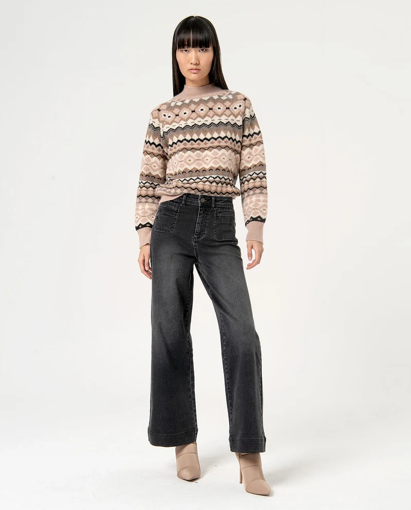 Surkana flare jeans with fancy front pockets black