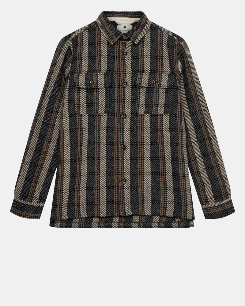 Anerkjendt akoscar check overshirt dark grey melange