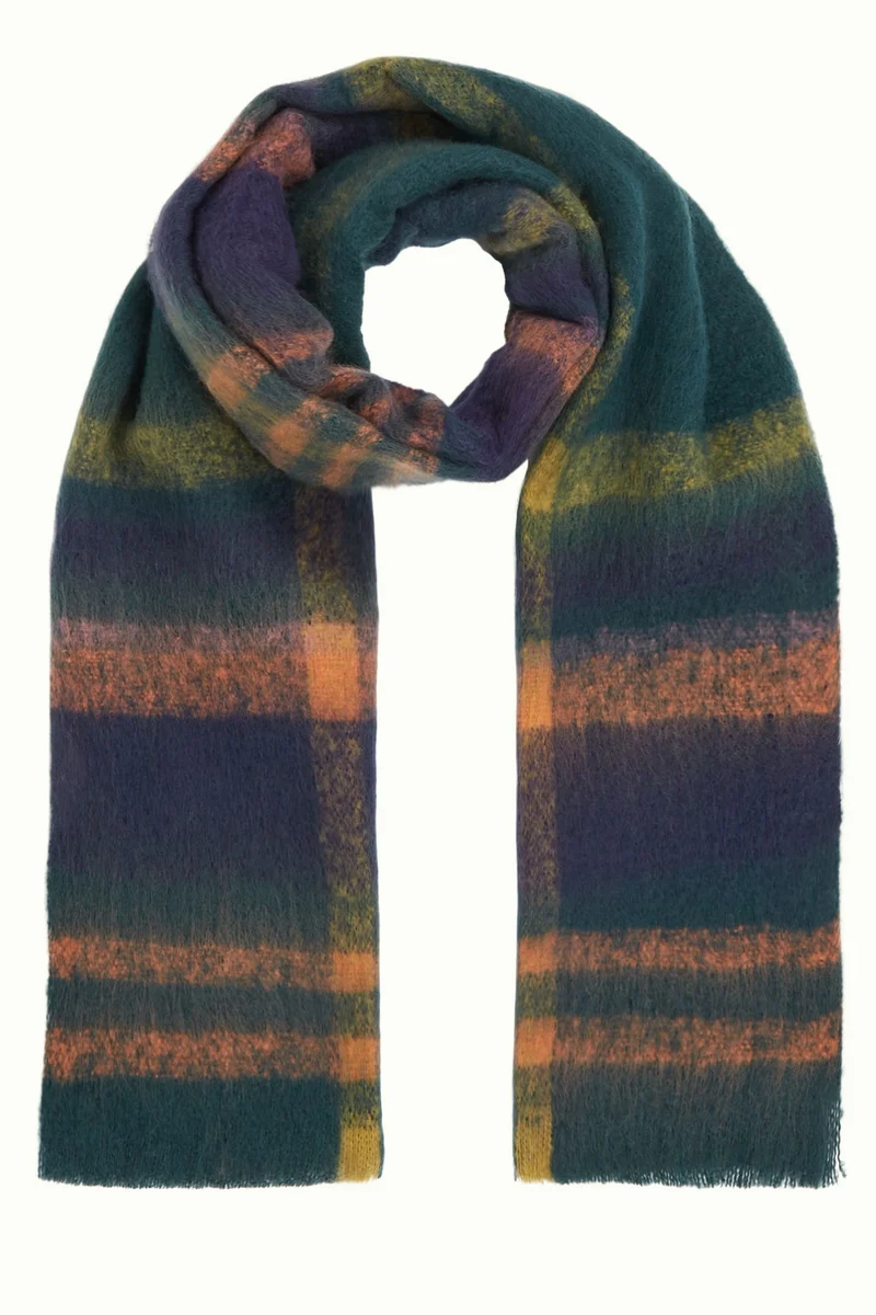 King Louie check scarf pine green