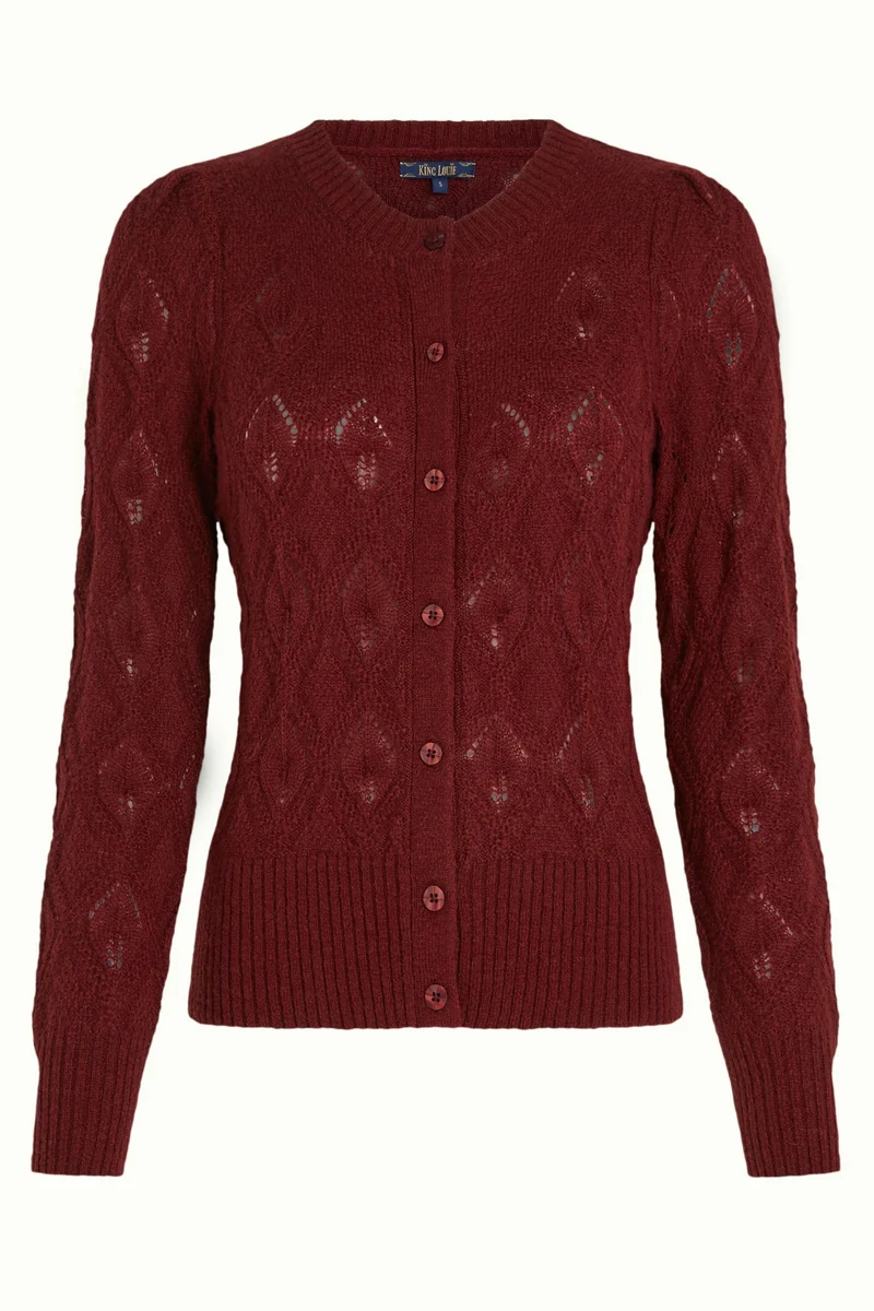 King Louie cardi roundneck orcia cabernet red