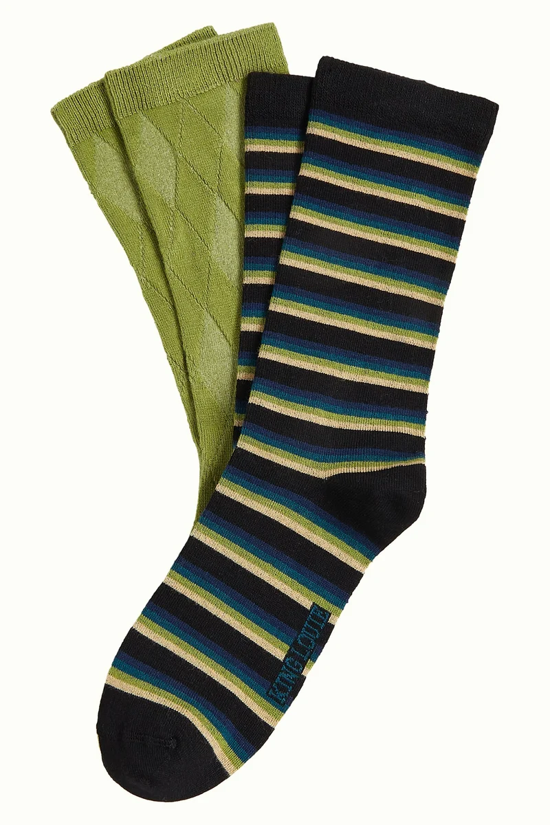 King Louie socks 2-pack century stripe woodbine green