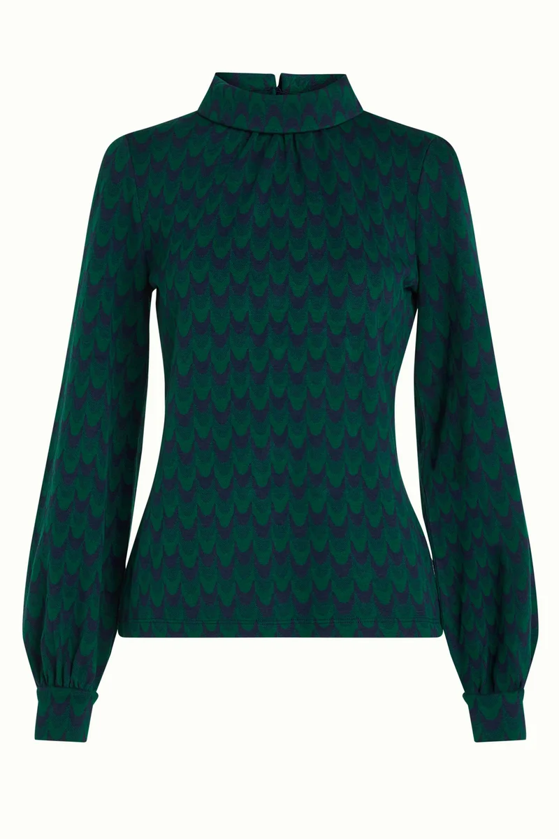 King Louie dita top bell sleeve duffy jacquard evening blue