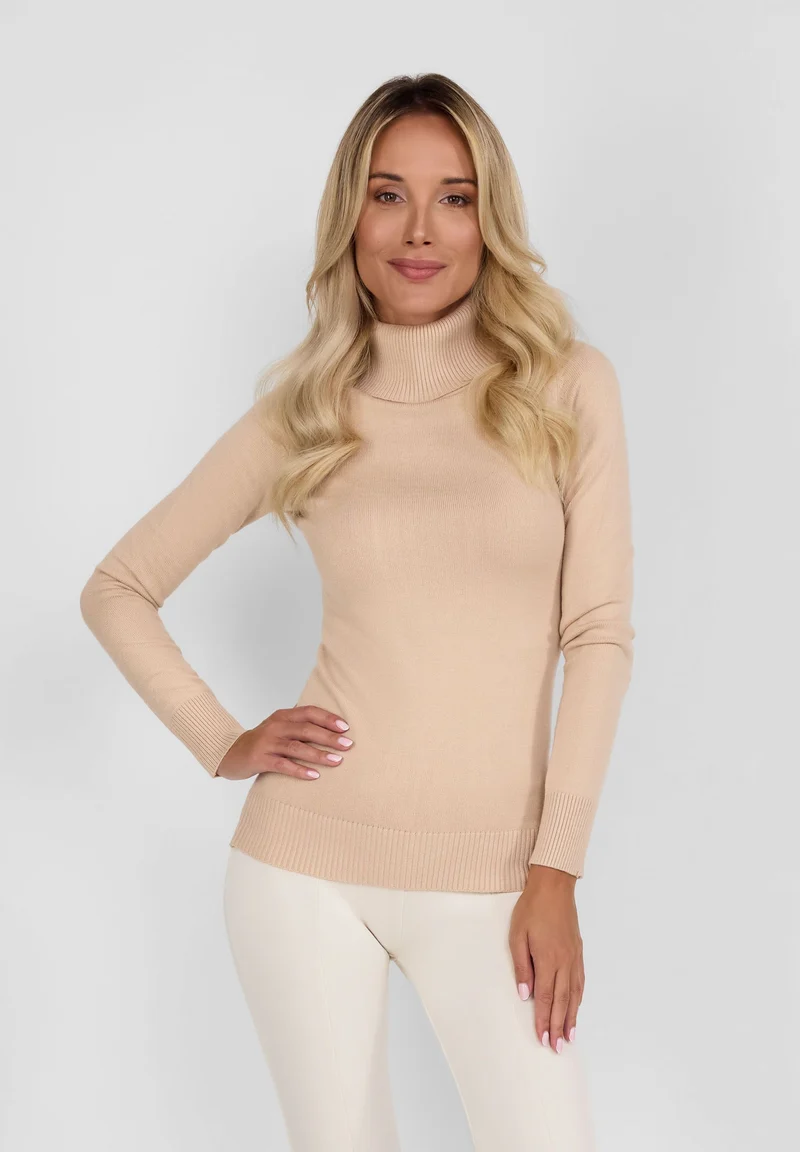 Women's roll neck jumper in beige