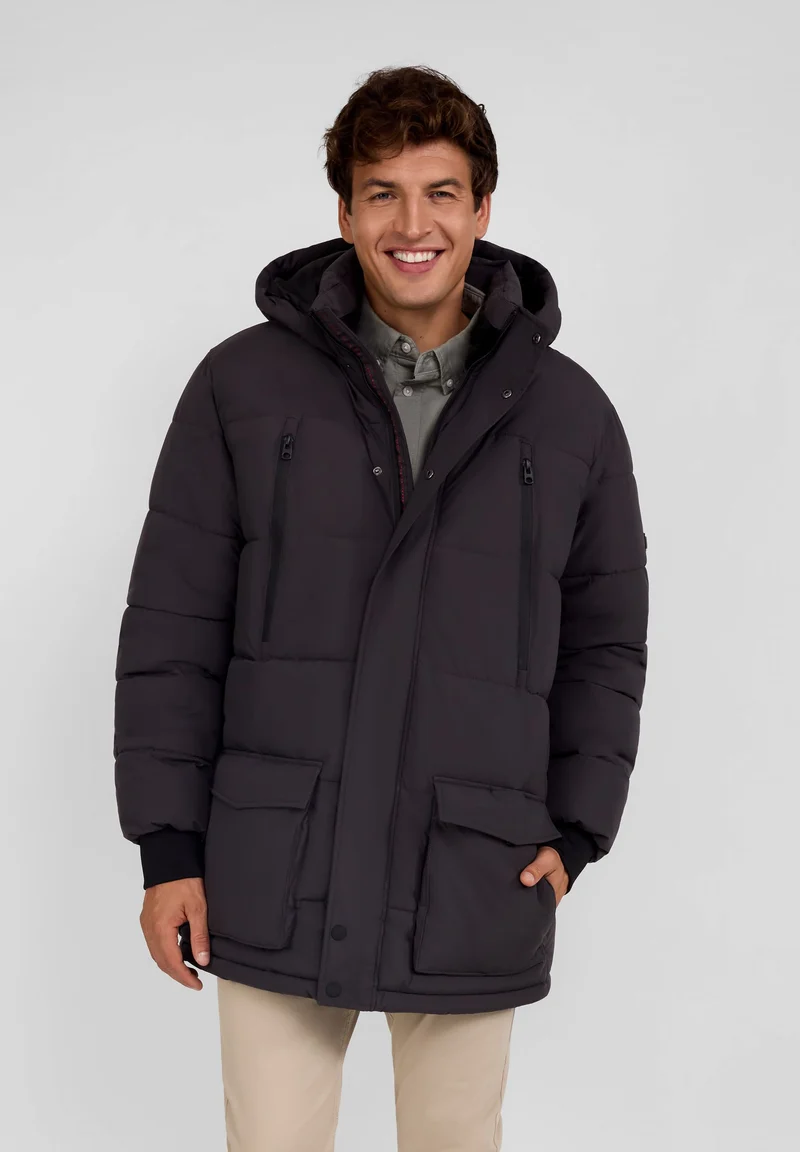 Men's padded parka in dark grey