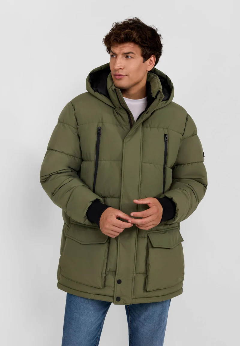 Men's padded parka in khaki