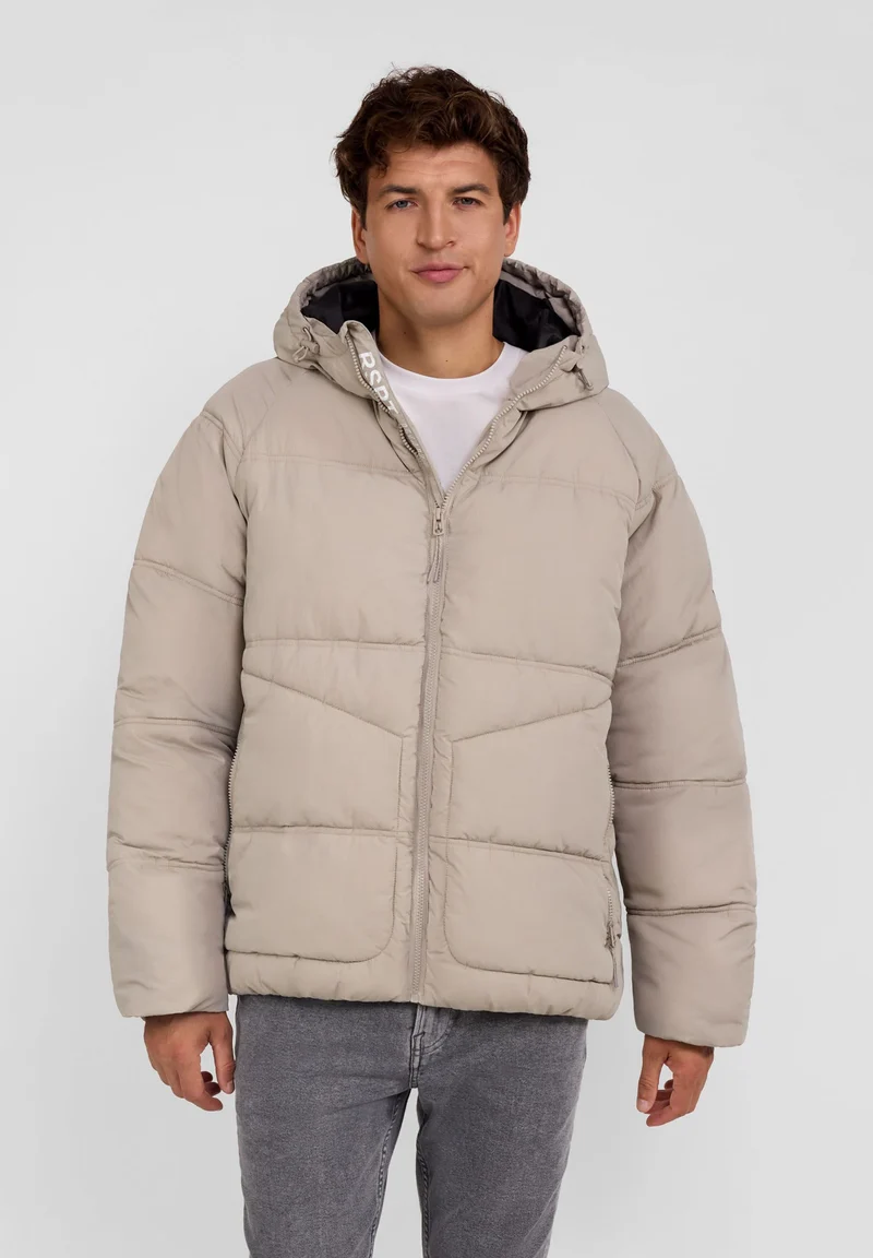 Men's puffer jacket in light beige