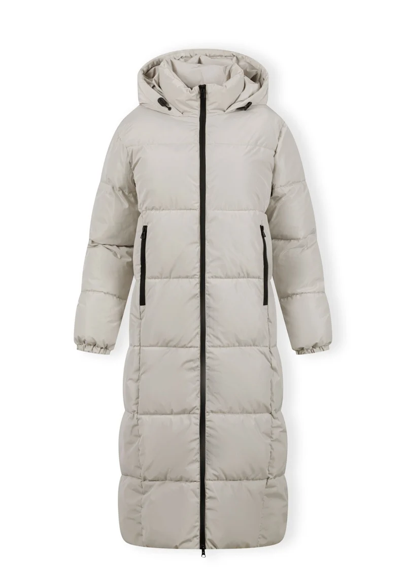 Women's long puffer coat in beige