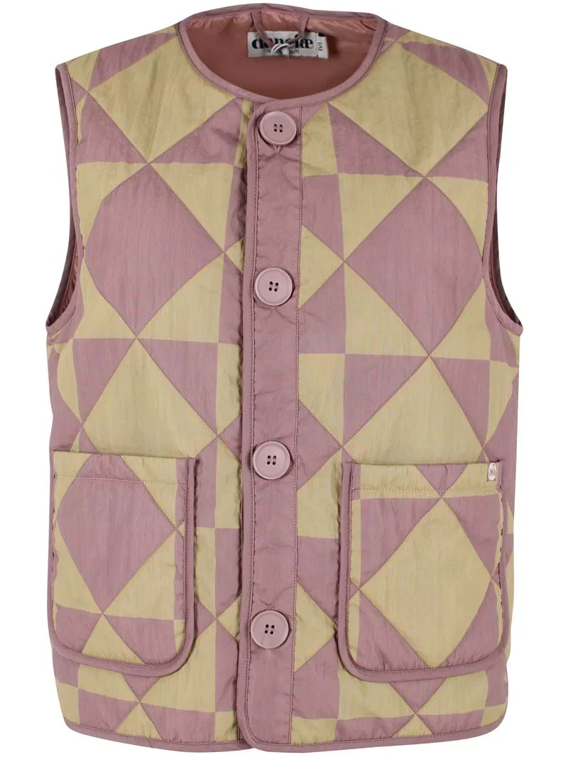 Danefae danefield AOP thermo vest dk rose beige/ beige diametric