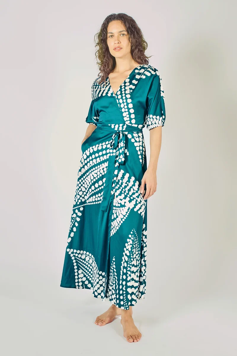 Traffic People charlie wrap dress blue