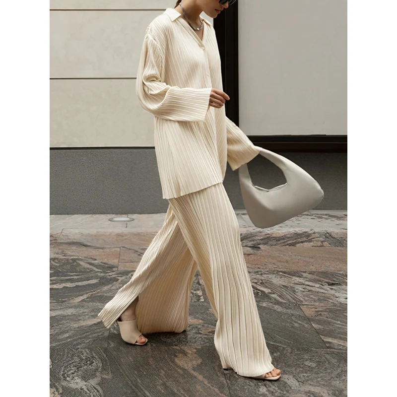 Dames Oversized Plissé Co-ord Set – Stijlvol & Comfortabel