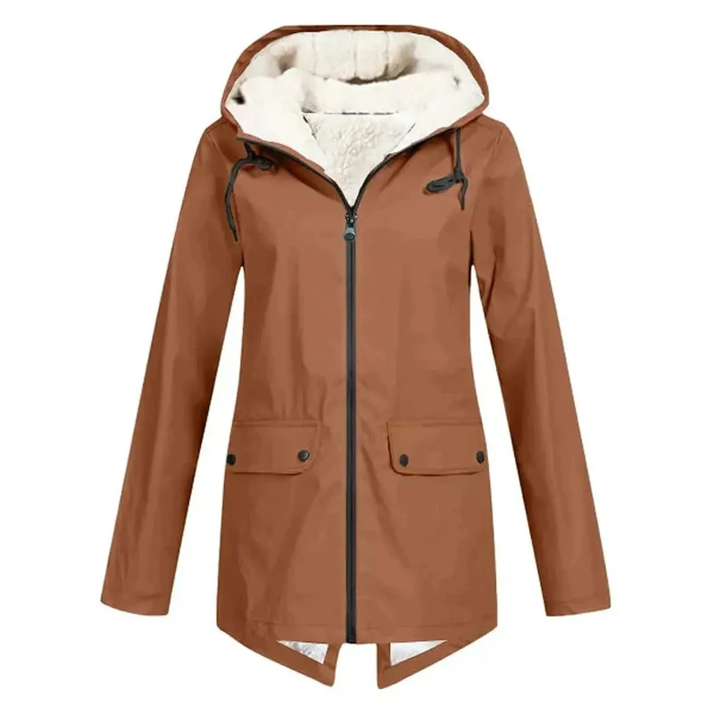 Dames Waterdichte Trenchcoat met Capuchon & Fleece Voering