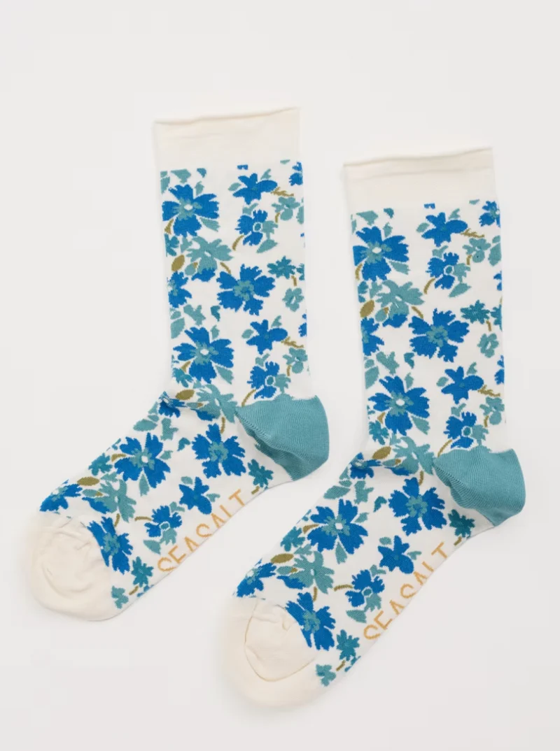 Seasalt Cornwall women's arty socks painted meadow diver