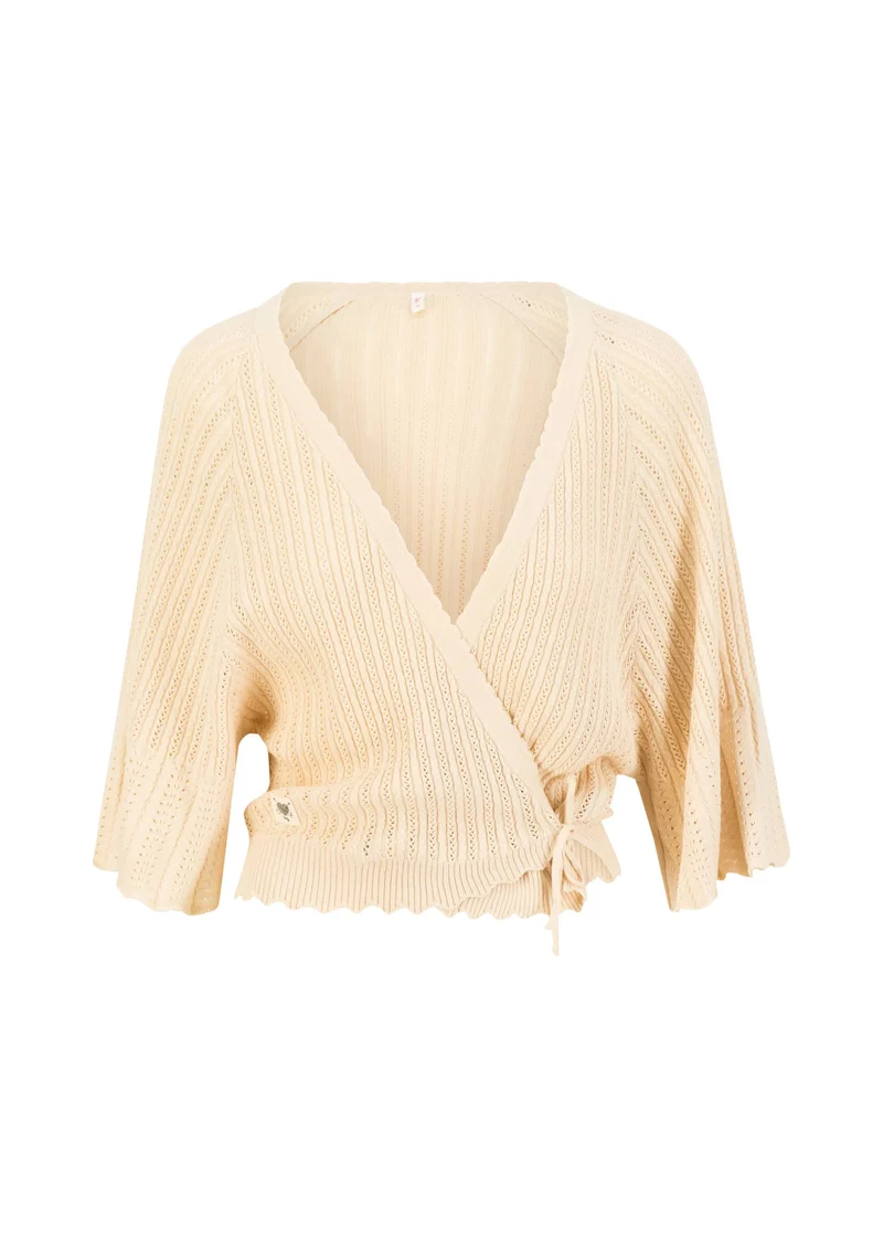 Blutsgeschwister fairy wrap pinish-orange white knit