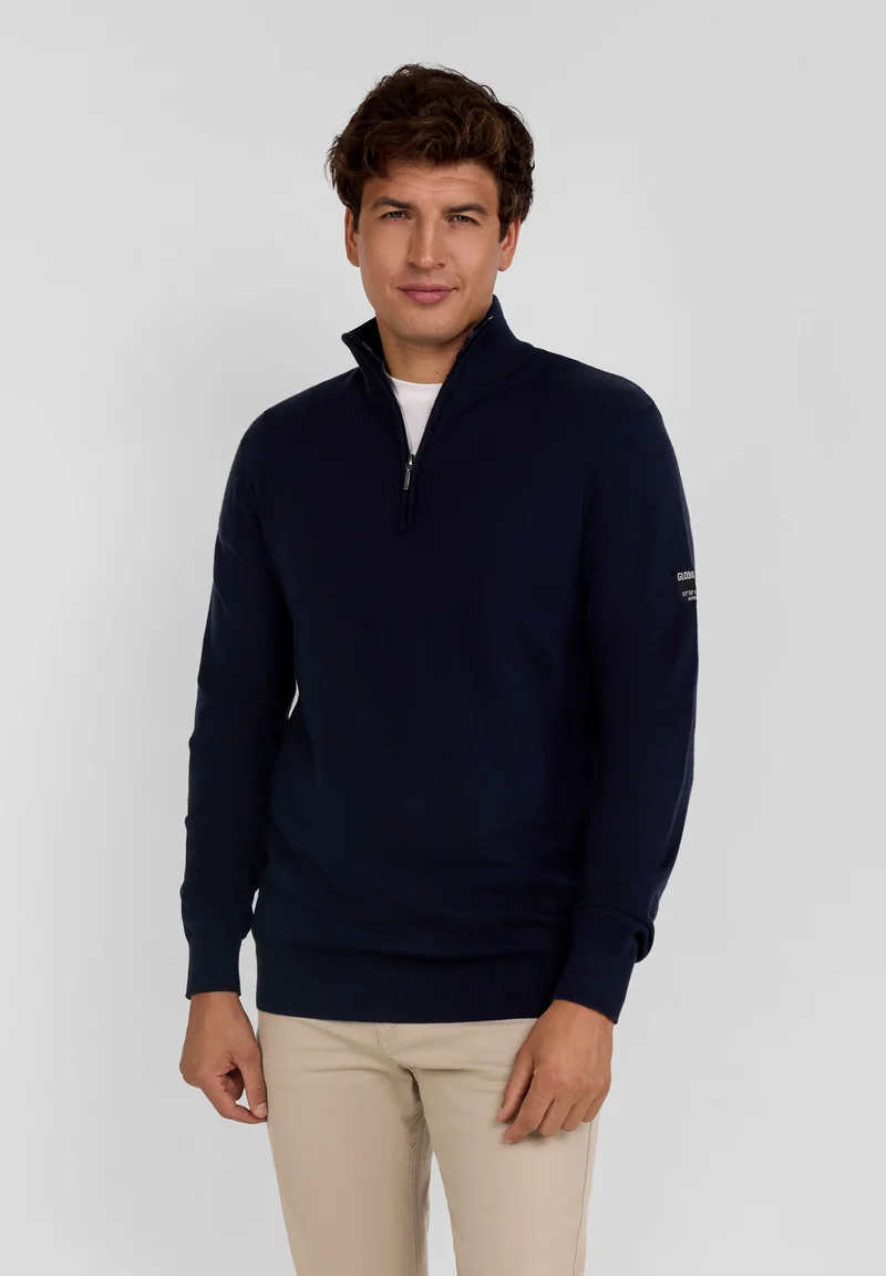 Men's quarter zip jumper in navy