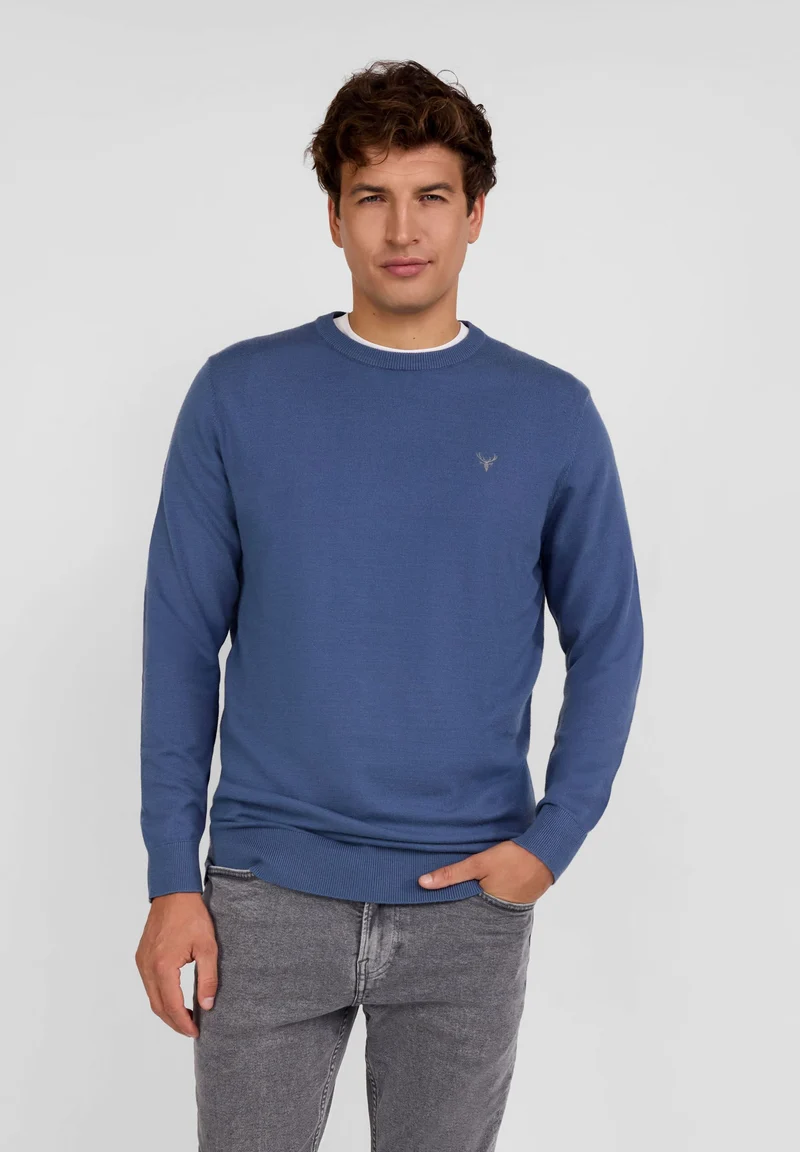 Men's crew neck jumper in blue