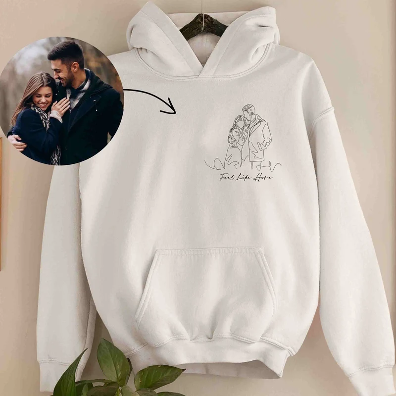 Unisex Hoodie of Sweater met Persoonlijk Fotoborduurwerk