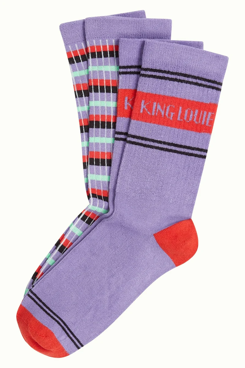 King Louie socks 2-pack logo sheer lilac