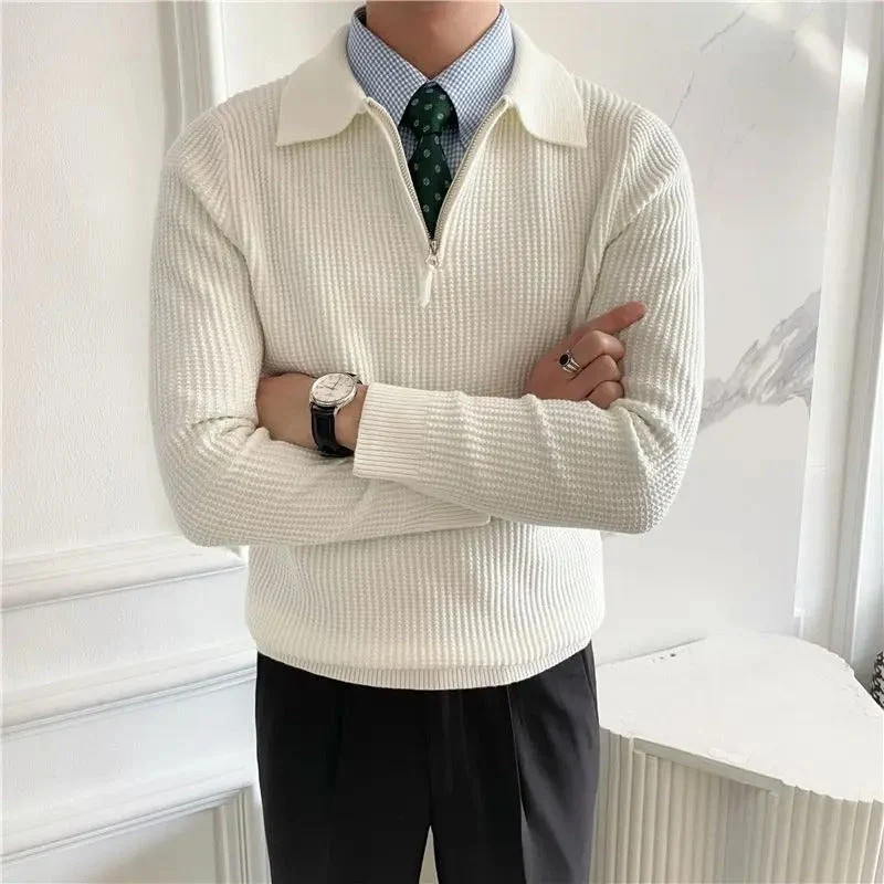 V-Kraag Half Zip Trui – Luxe Herenmode