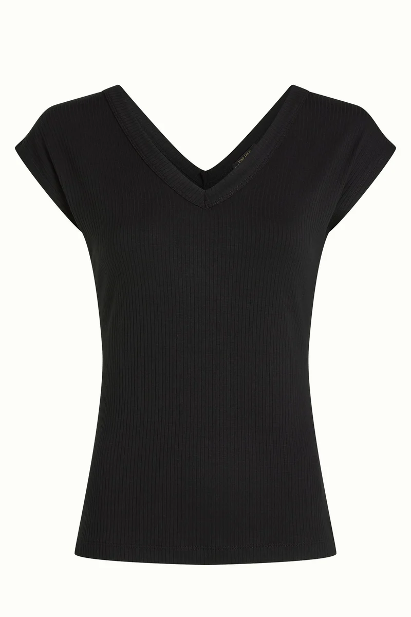 King Louie double v top uni rib black