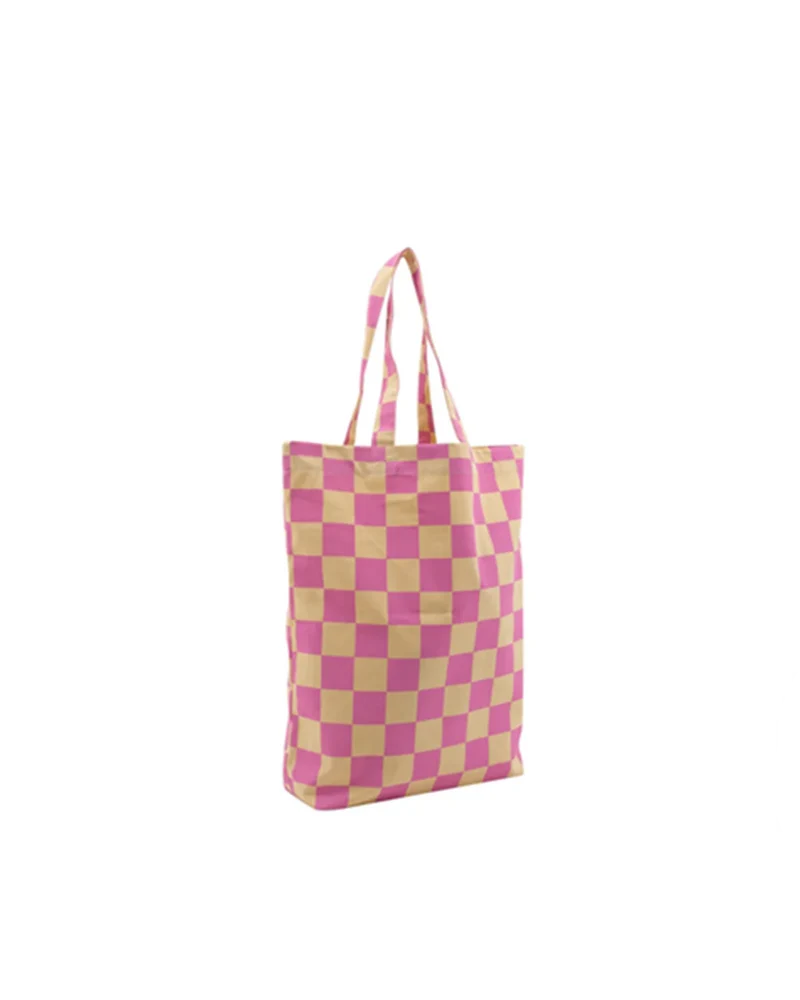 Kadodesign cotton bag checkerboard vanilla + violet