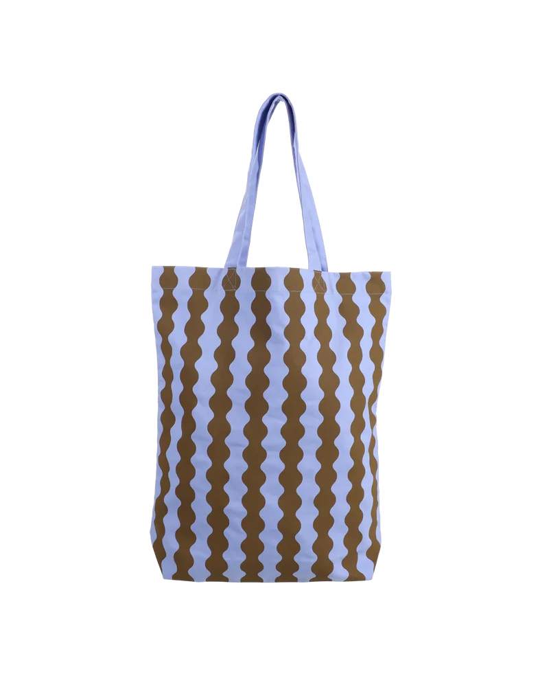 Kadodesign cotton bag wavy ice blue + olive