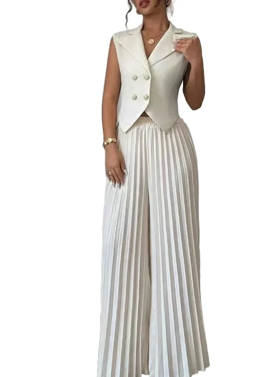 Dames Tweedelige Set Mouwloos Gerimpeld Design
