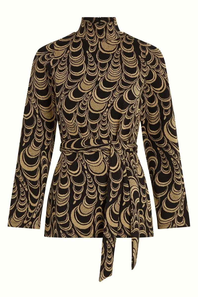 King Louie heloise tunic top bobbin jacquard black