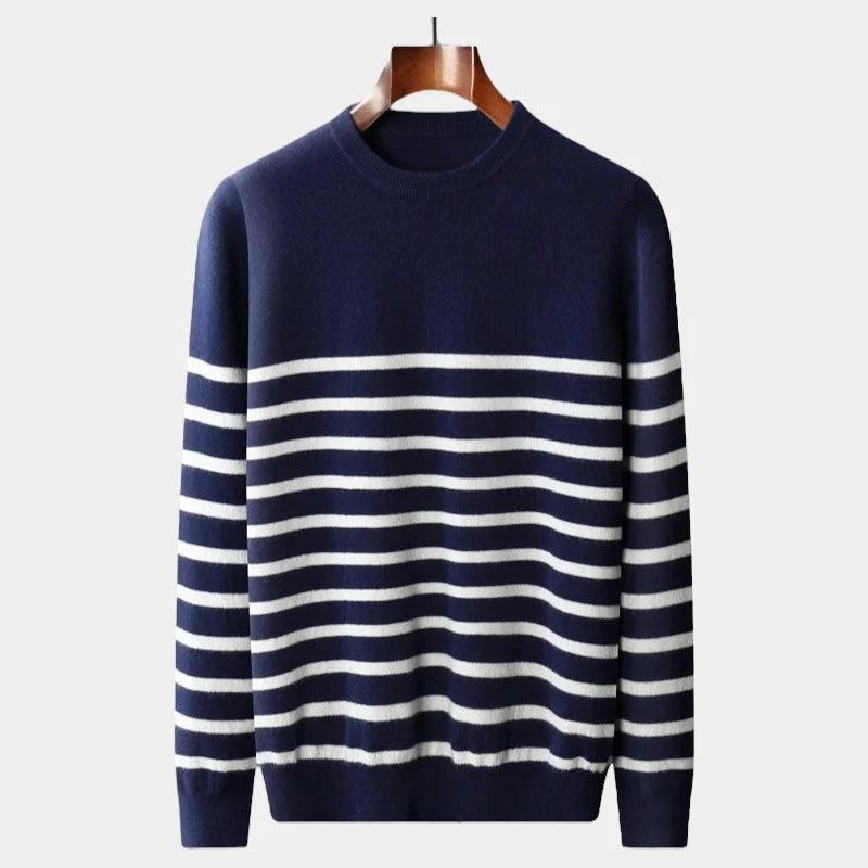 Merino Wol Navy Trui – Tijdloze Luxe voor Heren