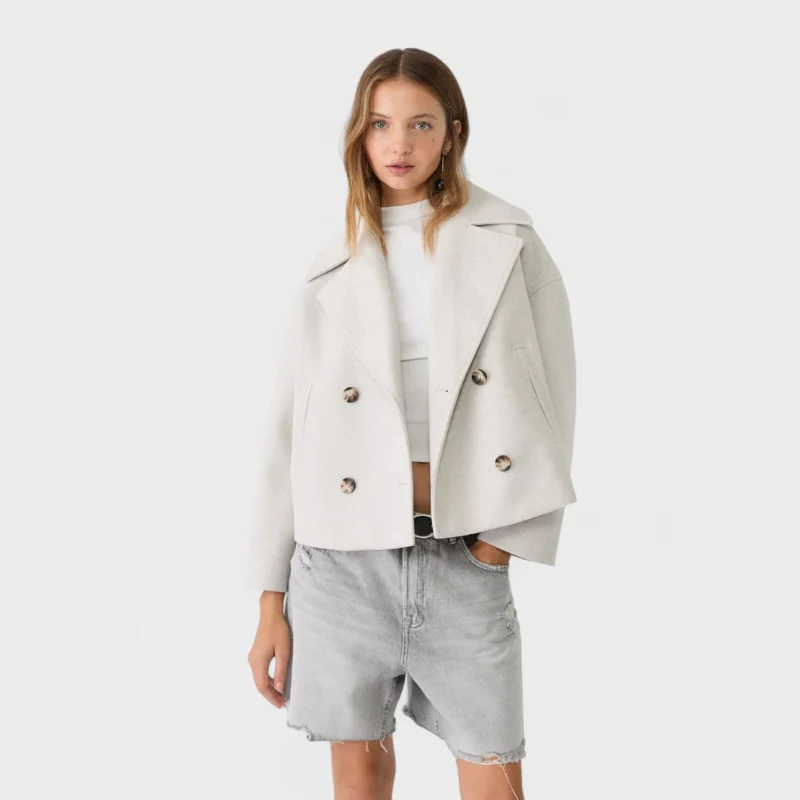 Getailleerde Double-Breasted Dames Jas – Chic & Veelzijdig