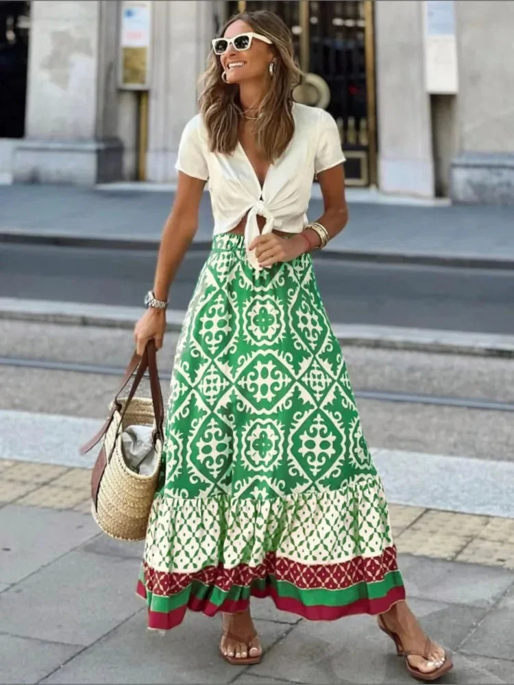 Lange Boho-rok | Taille | Dames Bloemenprint