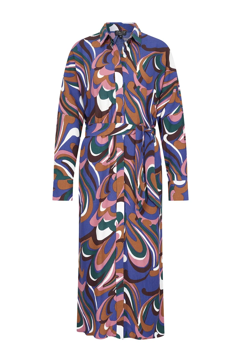 Zilch dress collar seventy's blue