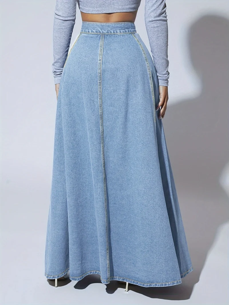 Dames Hoge Taille Maxi Uitlopende Rok