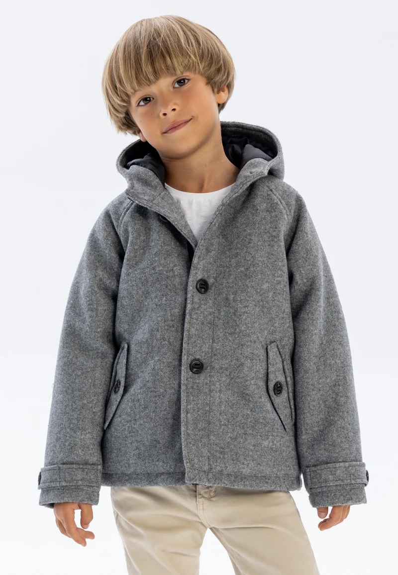 Boys' hooded coat in grey
