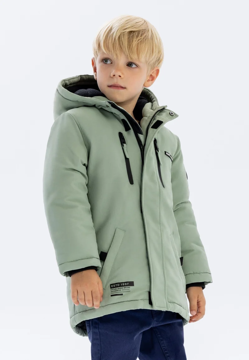 Boys' parka in sage green