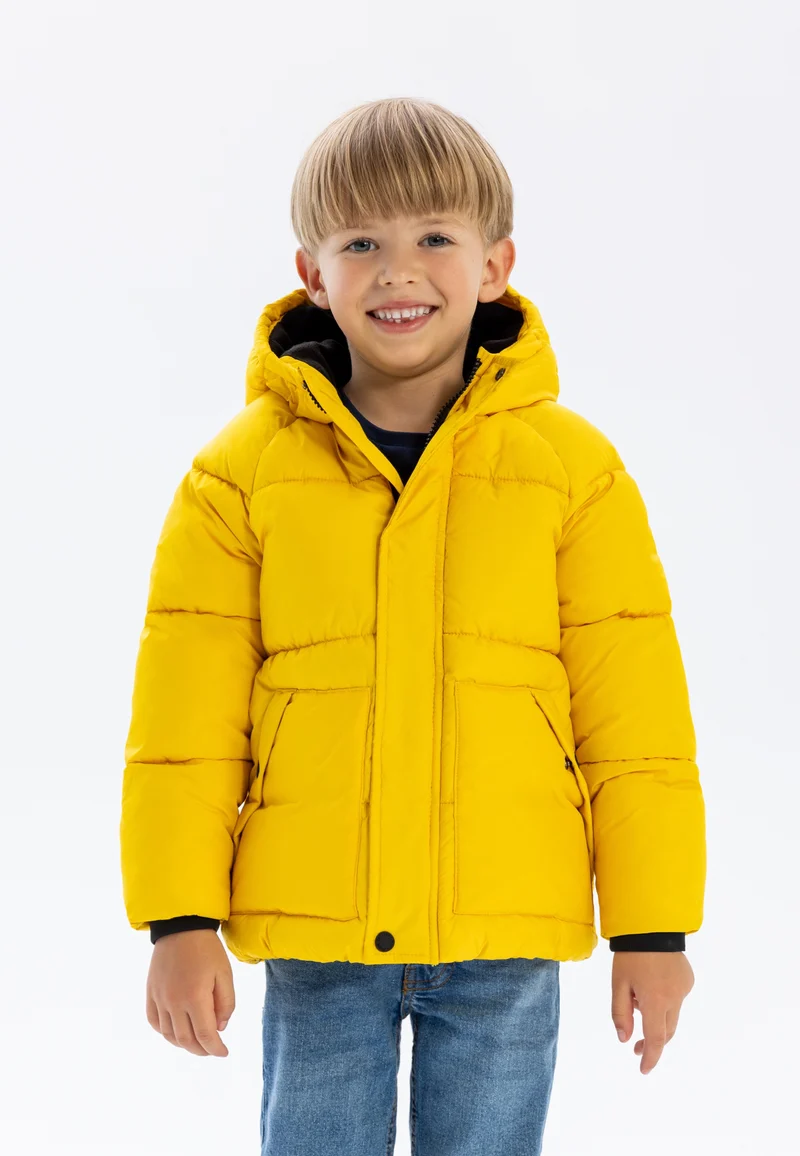 Boys' puffer jacket in yellow