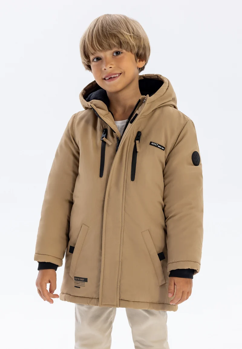 Boys' parka in camel