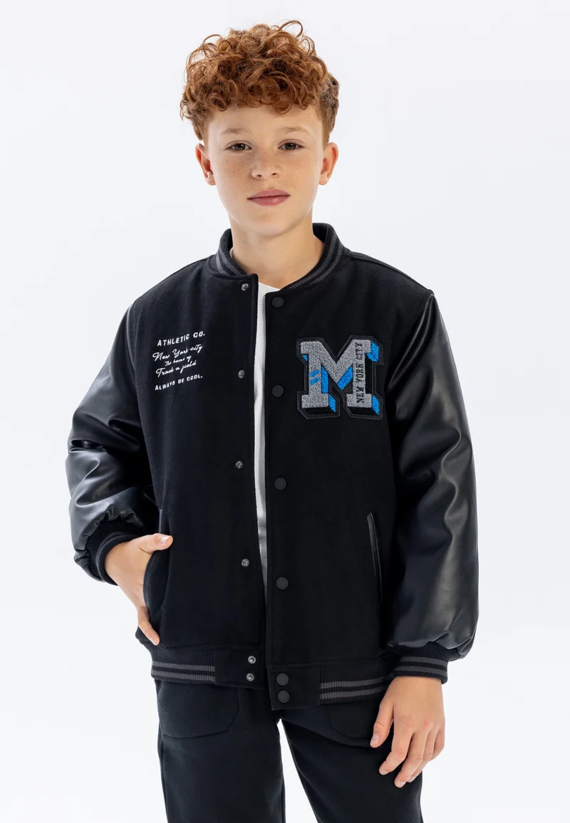 Boys' varsity jacket in black