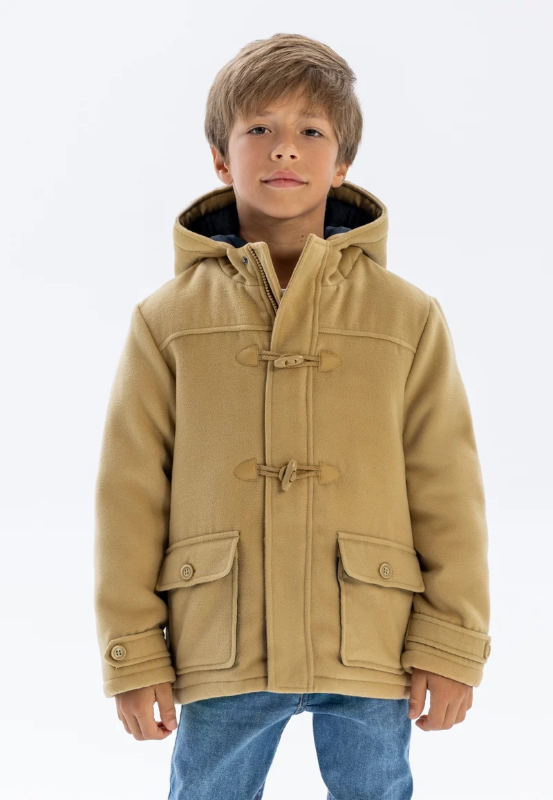 Boys' duffle coat in camel