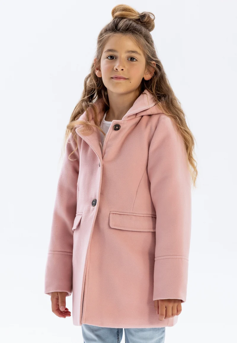 Girls' hooded coat in pink
