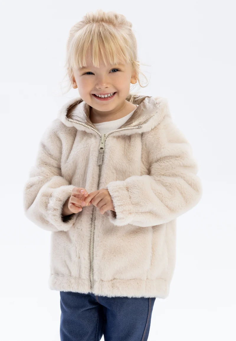 Girls' reversible hooded jacket in gold