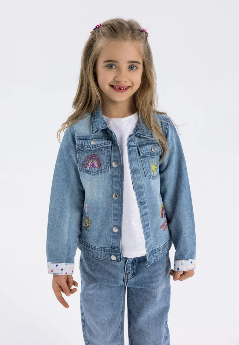 Girls' denim jacket in light blue