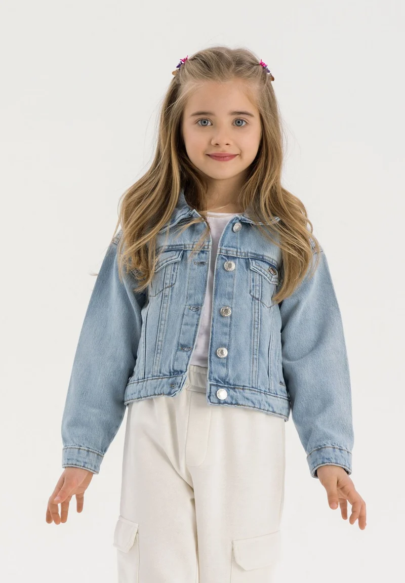 Girls' denim jacket in light blue
