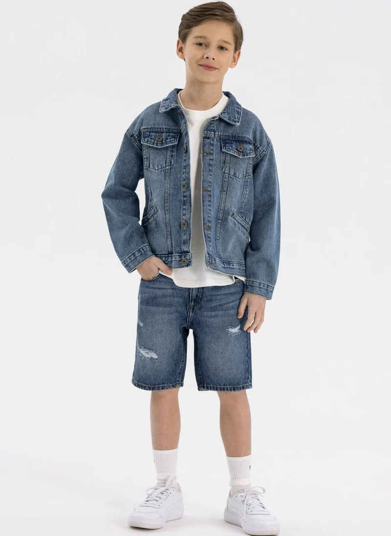Boys' denim jacket in blue