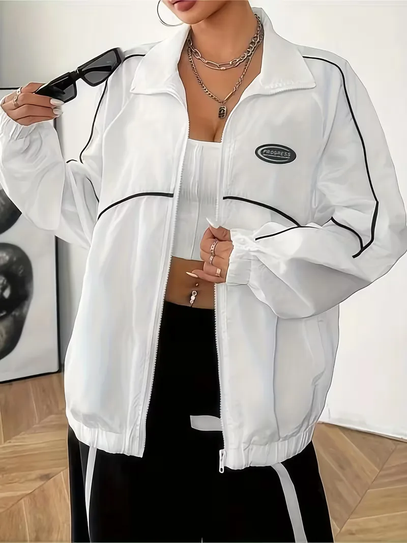 Dames Track Jacket met Contrast en Stijlvolle Details