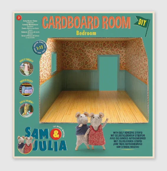 Het Muizenhuis kartonnen miniatuur slaapkamer