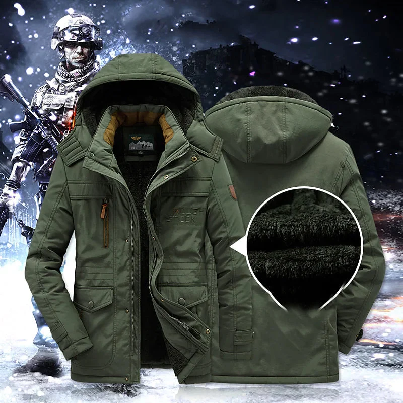 Parka Mid-Length met Capuchon en Ritsluiting voor Mannen | Ideaal voor de Winter
