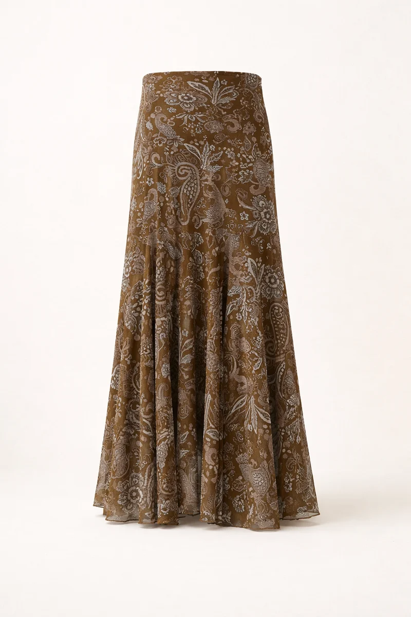 Dames Midi-rok met Print en Hoge Taille – Boho Stijl